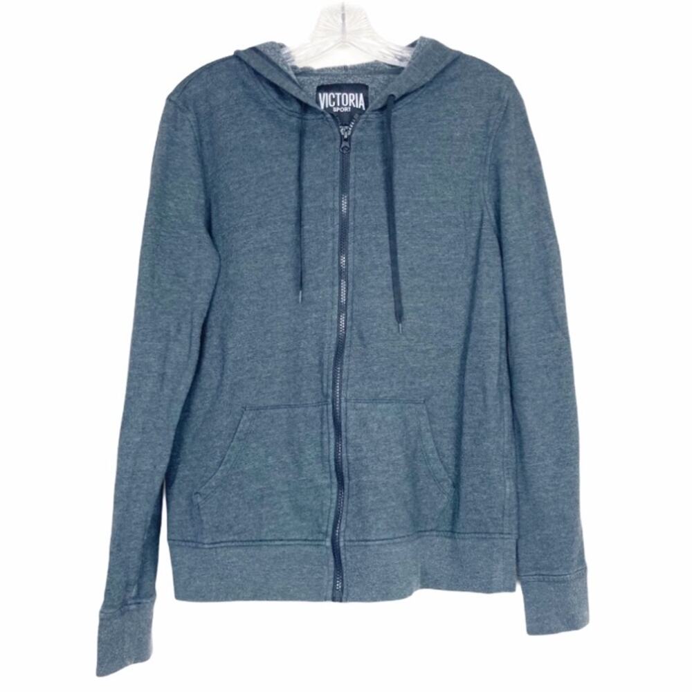 Victoria Sport Gray Full Zip Hoodie Spell Out Sz M